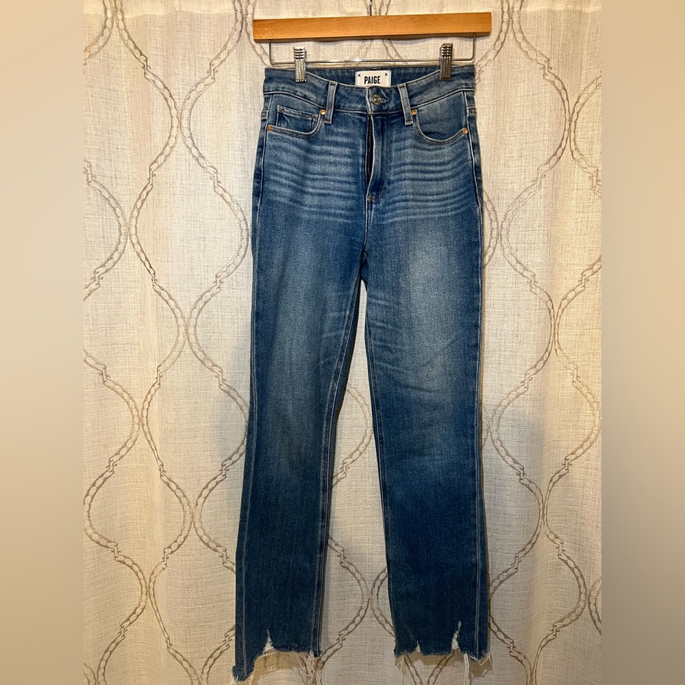 PAIGE Jeans - Cindy High-Rise Destroyed Hem Straight Leg Jeans